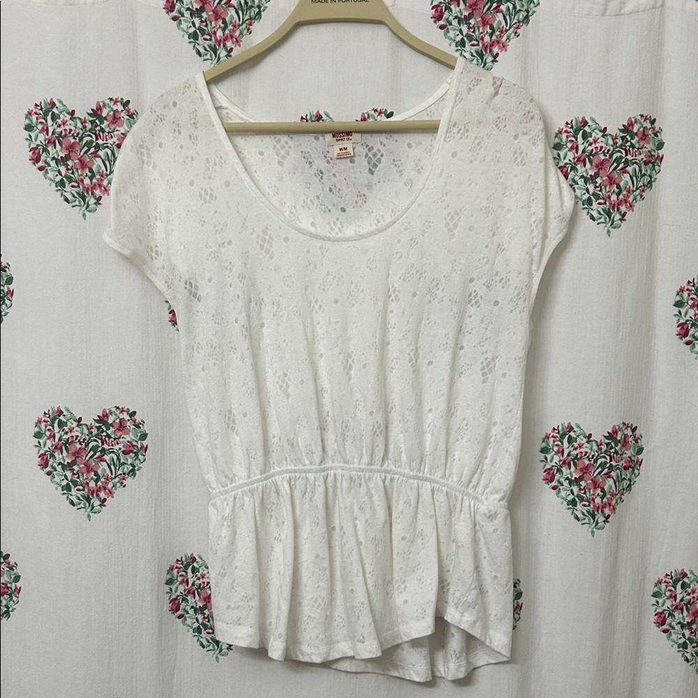 Mossimo Supply Co. Ivory Lace Peplum Blouse